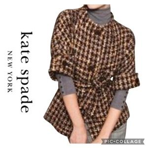 Kate Spade | Annie Textured Wool Blend Tweed Brown Coat~8